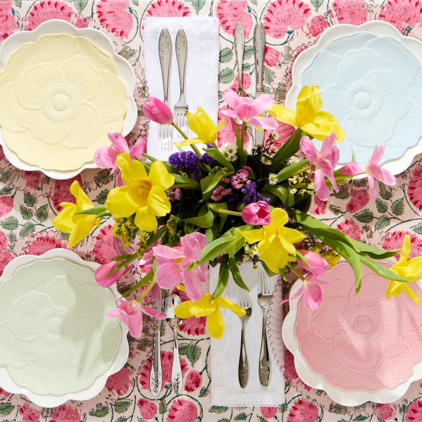 Butterfly Meadow Floral Blue Accent Plates, Set of 4