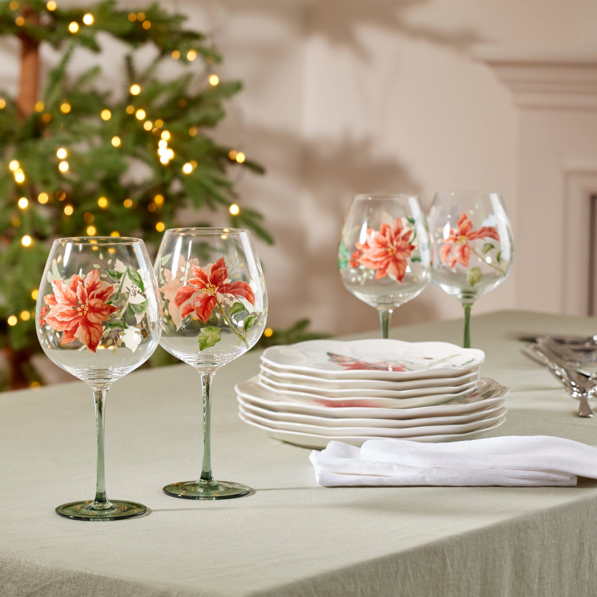 Butterfly Meadow Holiday Balloon Glasses, Set of 4