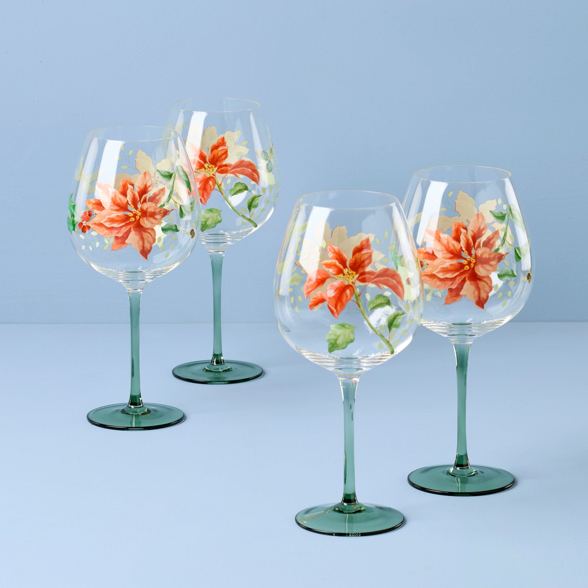 Butterfly Meadow Holiday Balloon Glasses, Set of 4