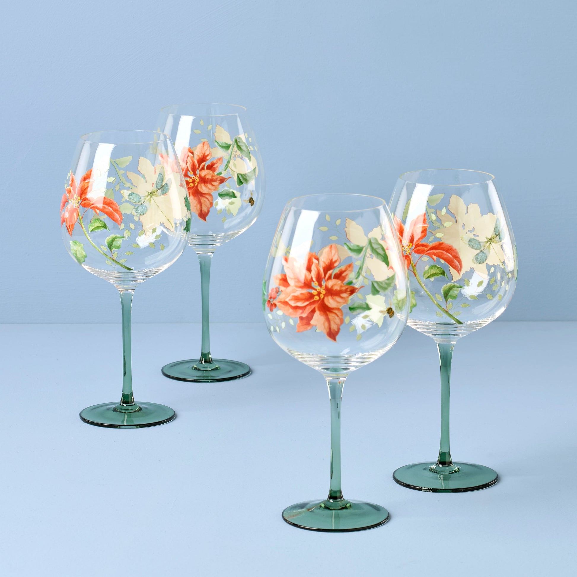 Butterfly Meadow Holiday Balloon Glasses, Set of 4
