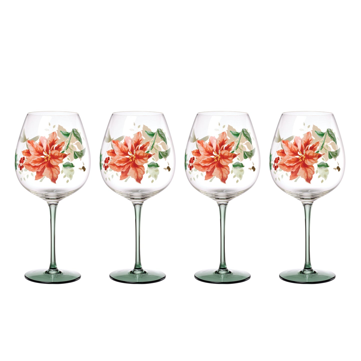 Butterfly Meadow Holiday Balloon Glasses, Set of 4