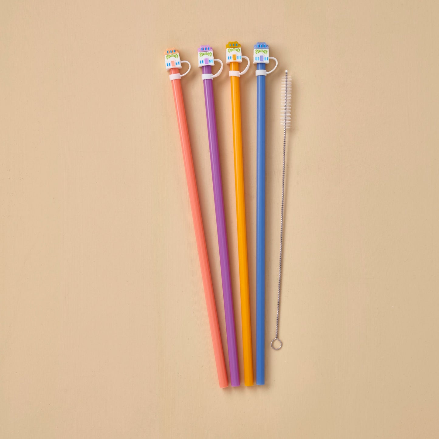 Lenox Spice Village House Caps & Straws, Set of 4