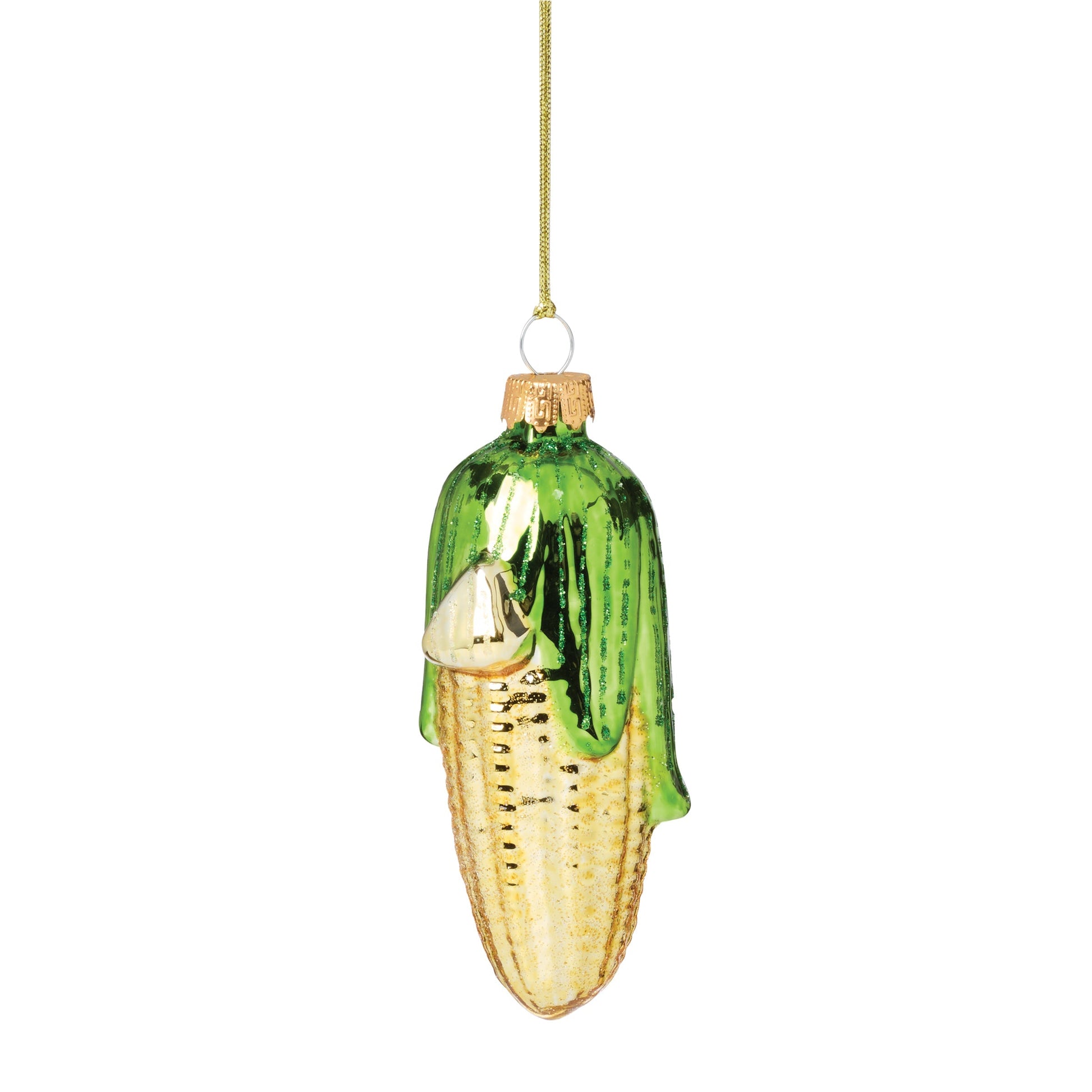 Retro Blown Glass Corn On The Cob Ornament