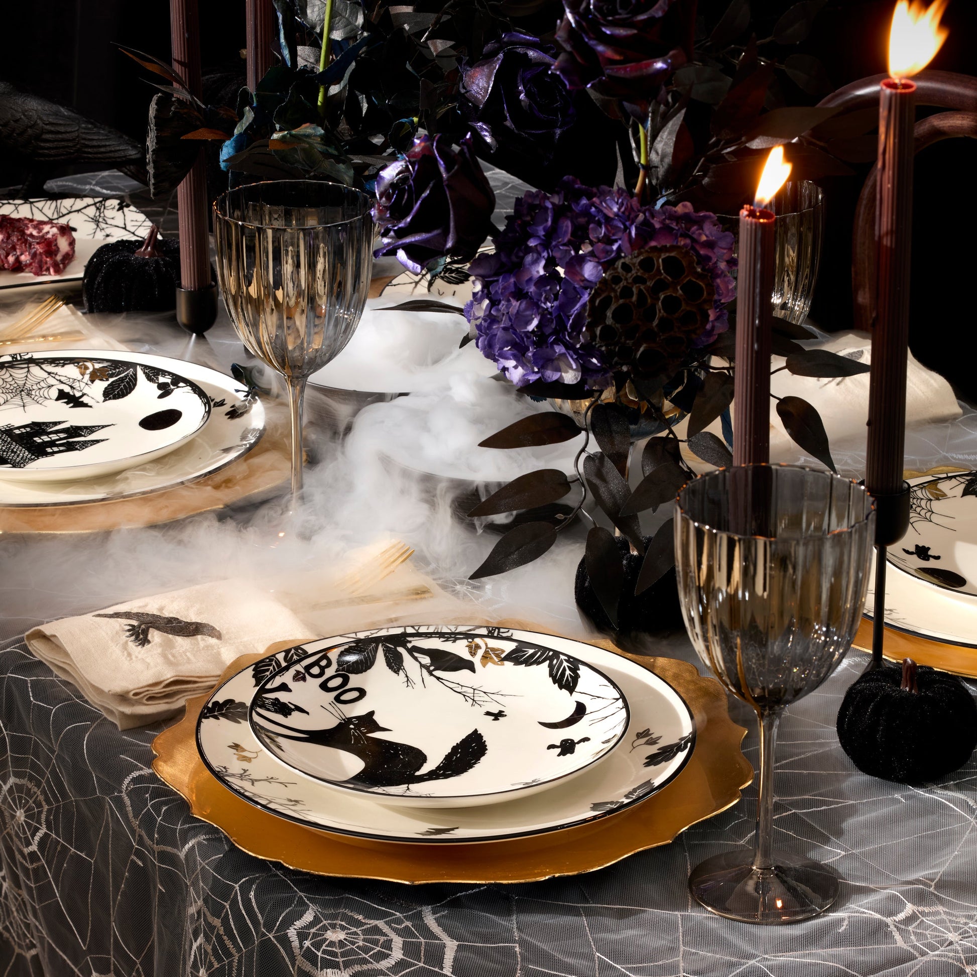 Haunted Halloween Accent Plates, Set of 4