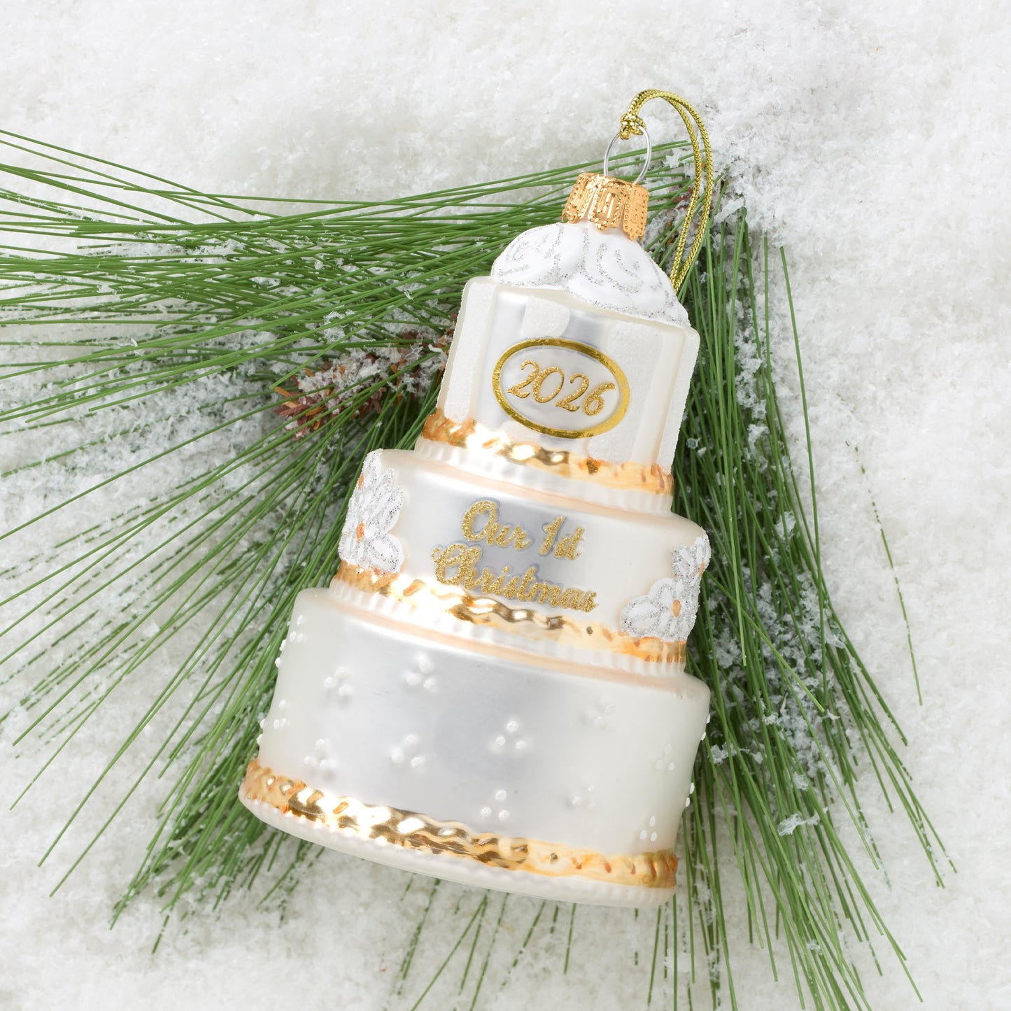 2026 Retro Blown Glass Our 1st Christmas Wedding Ornament