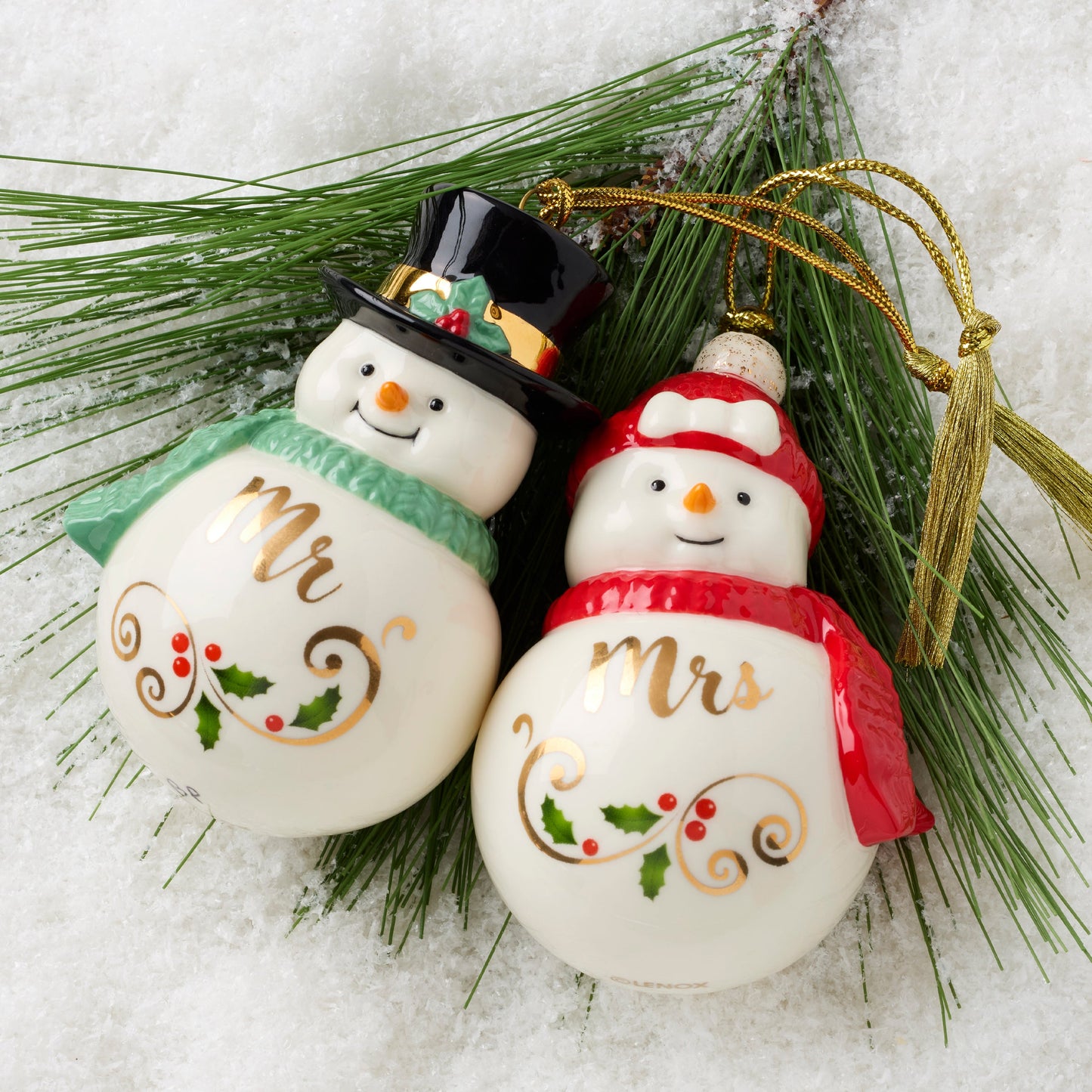 Mr & Mrs Snowman Ornaments