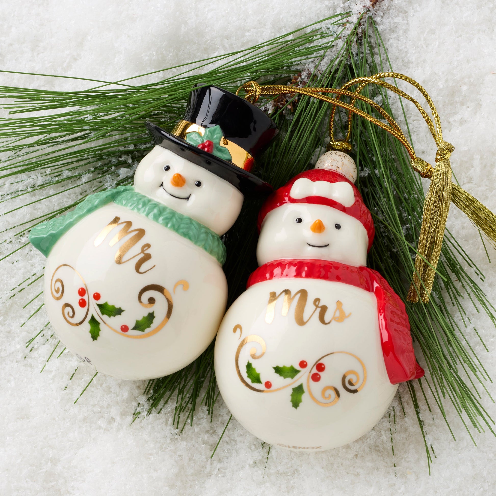 Mr & Mrs Snowman Ornaments