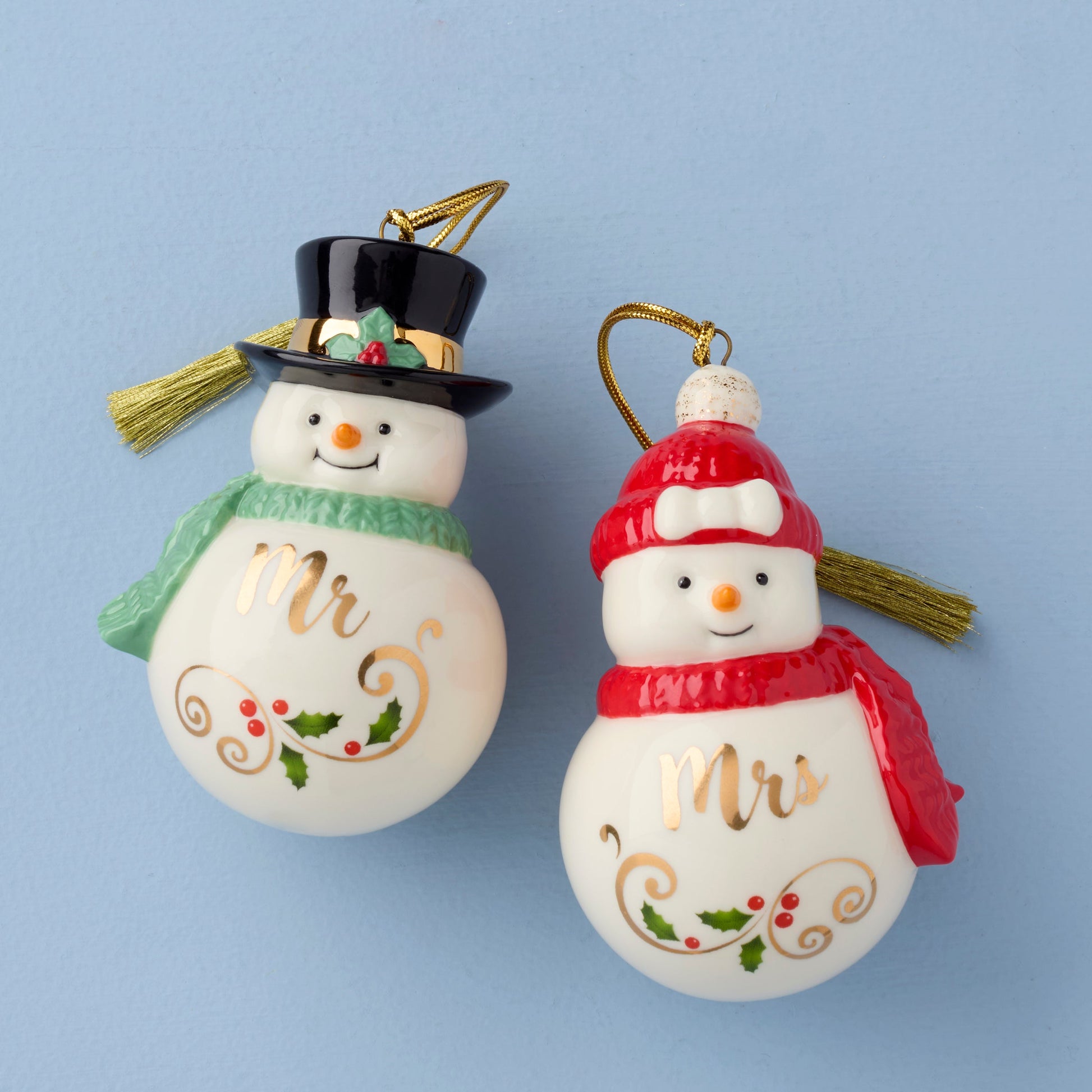Mr & Mrs Snowman Ornaments