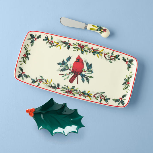 Winter Greetings Tray Set with Spreader 3 Piece Set