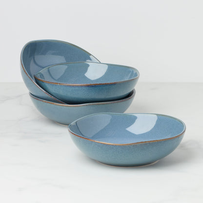 Organic Shades Slate Blue Pasta Bowls, Set of 4