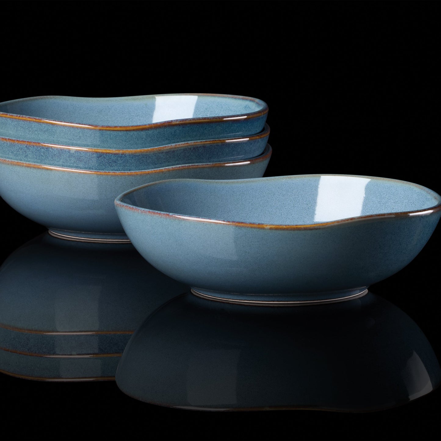 Organic Shades Slate Blue Pasta Bowls, Set of 4