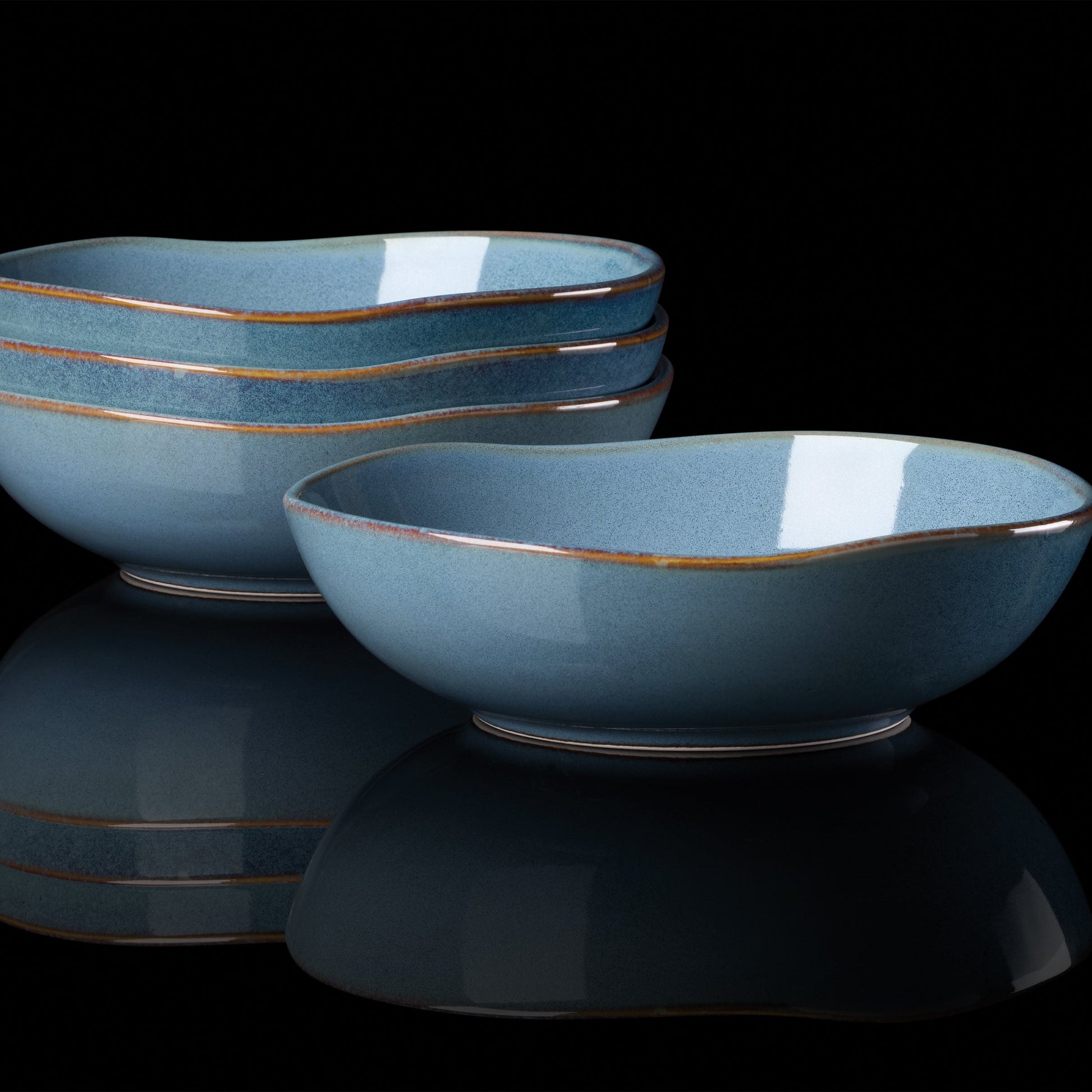 Organic Shades Slate Blue Pasta Bowls, Set of 4