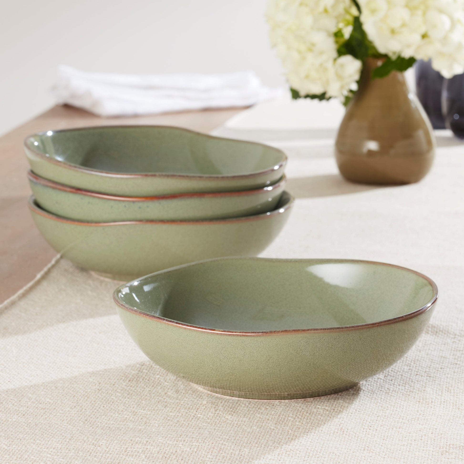 Organic Shades Sage Green Pasta Bowls, Set of 4