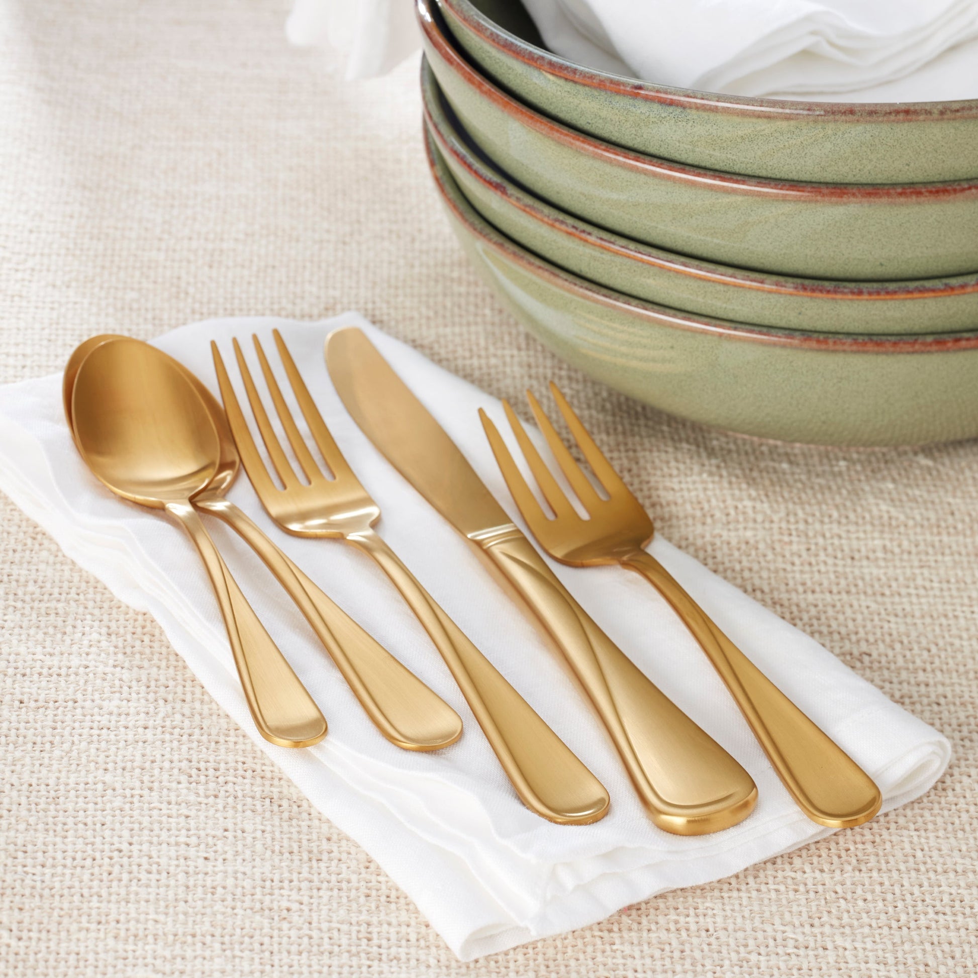 Flight Gold Satin 20-Piece Flatware Set