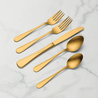 Flight Gold Satin 20-Piece Flatware Set