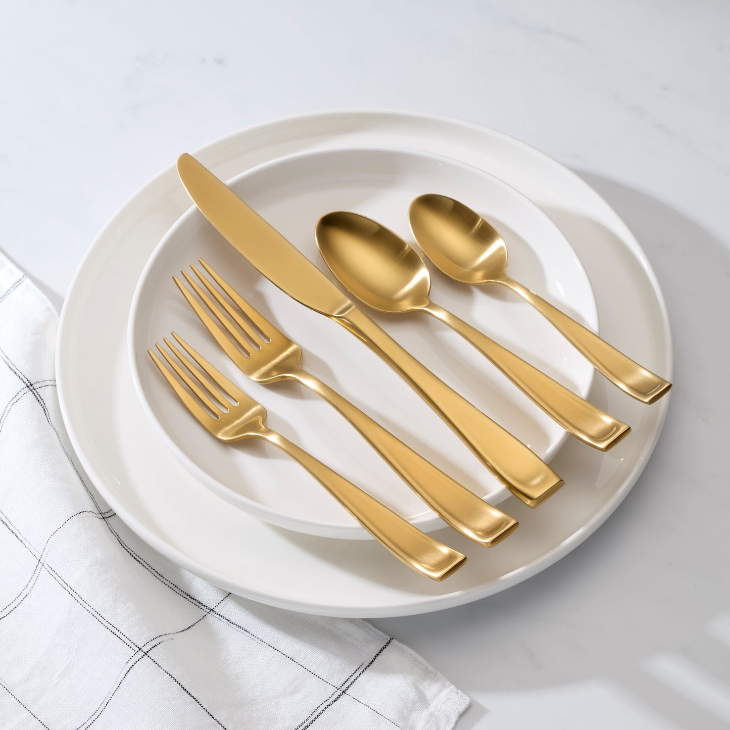 Moda Gold Satin 20-Piece Flatware Set