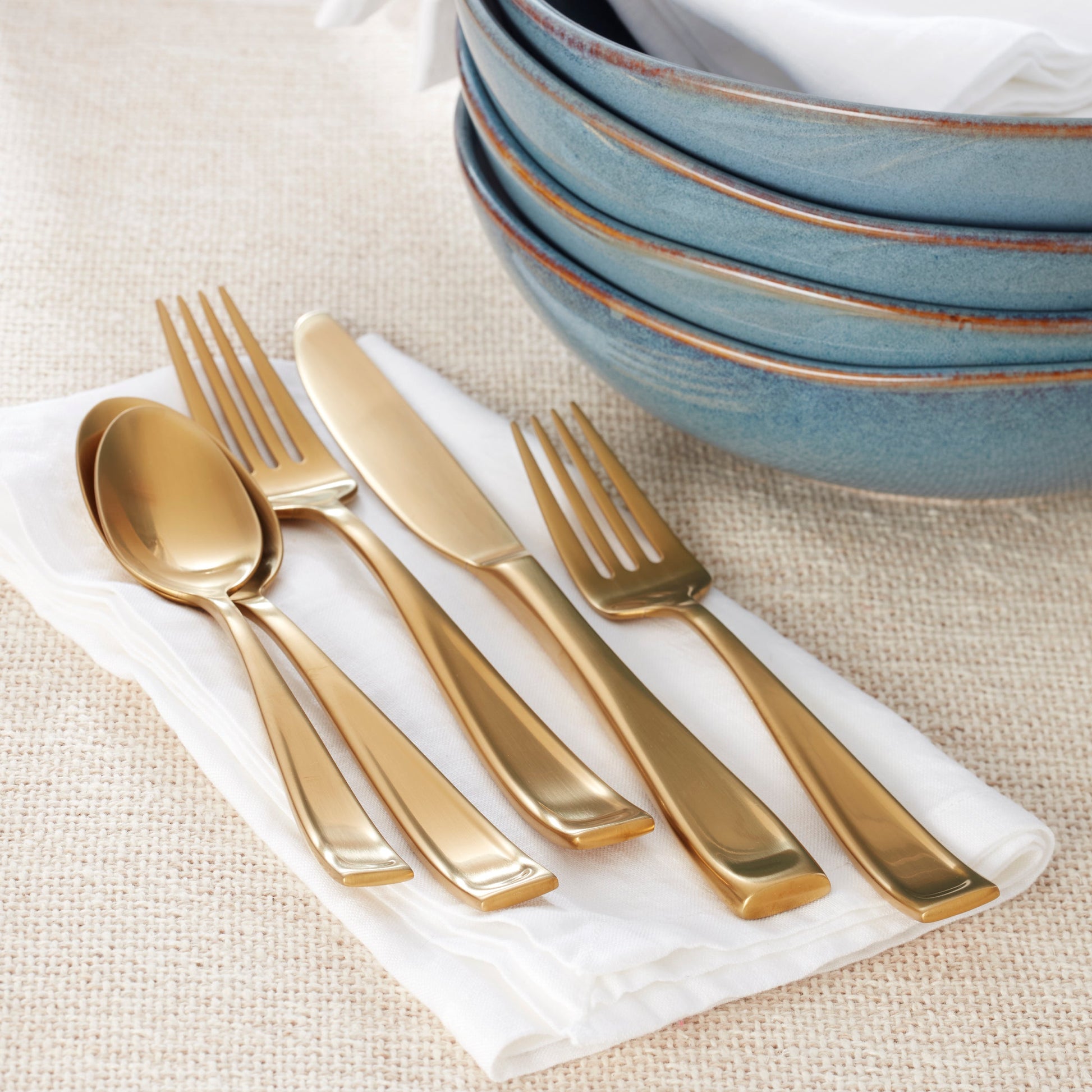 Moda Gold Satin 20-Piece Flatware Set