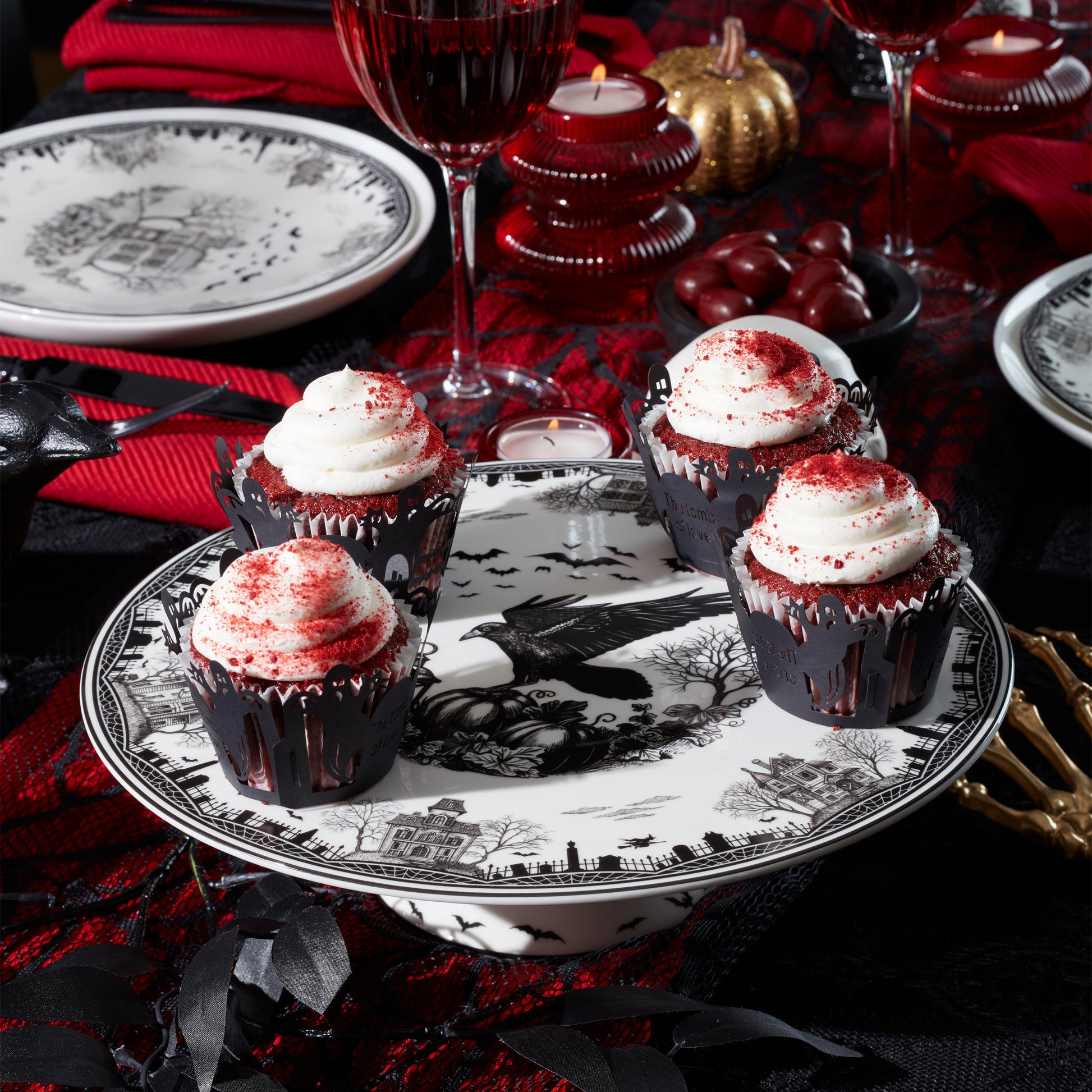 Haunted Village Cake Plate