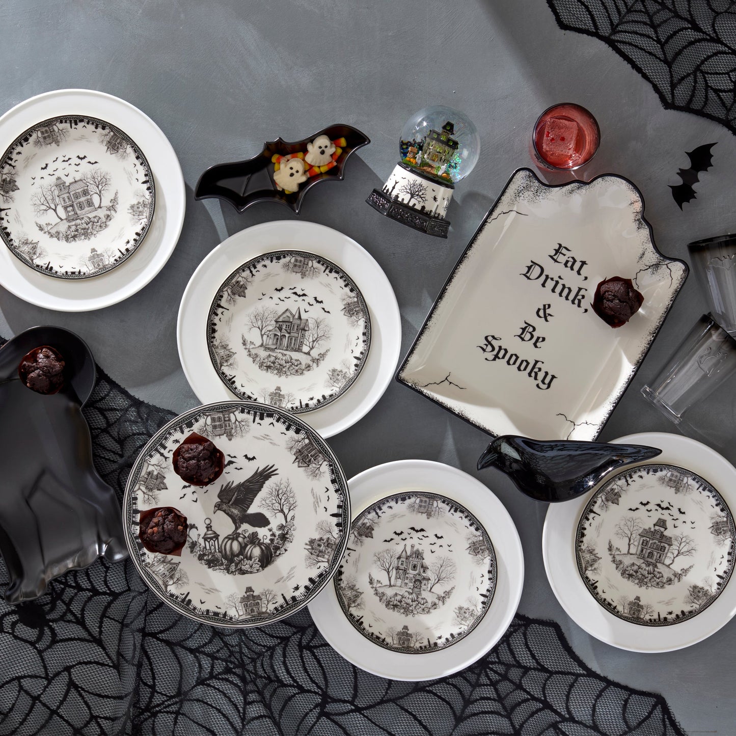 Haunted Village Cake Plate