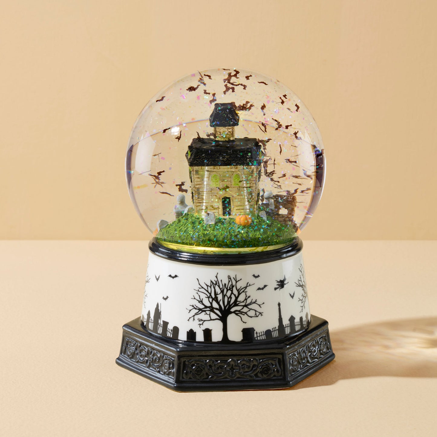 Haunted Village Lit Water Globe