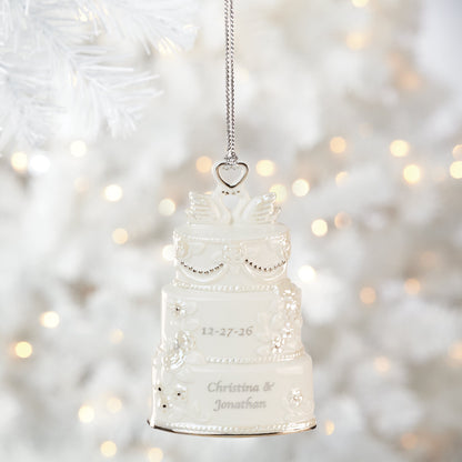 Personalized Celebrate Love Wedding Cake Ornament