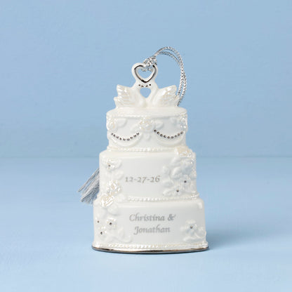 Personalized Celebrate Love Wedding Cake Ornament