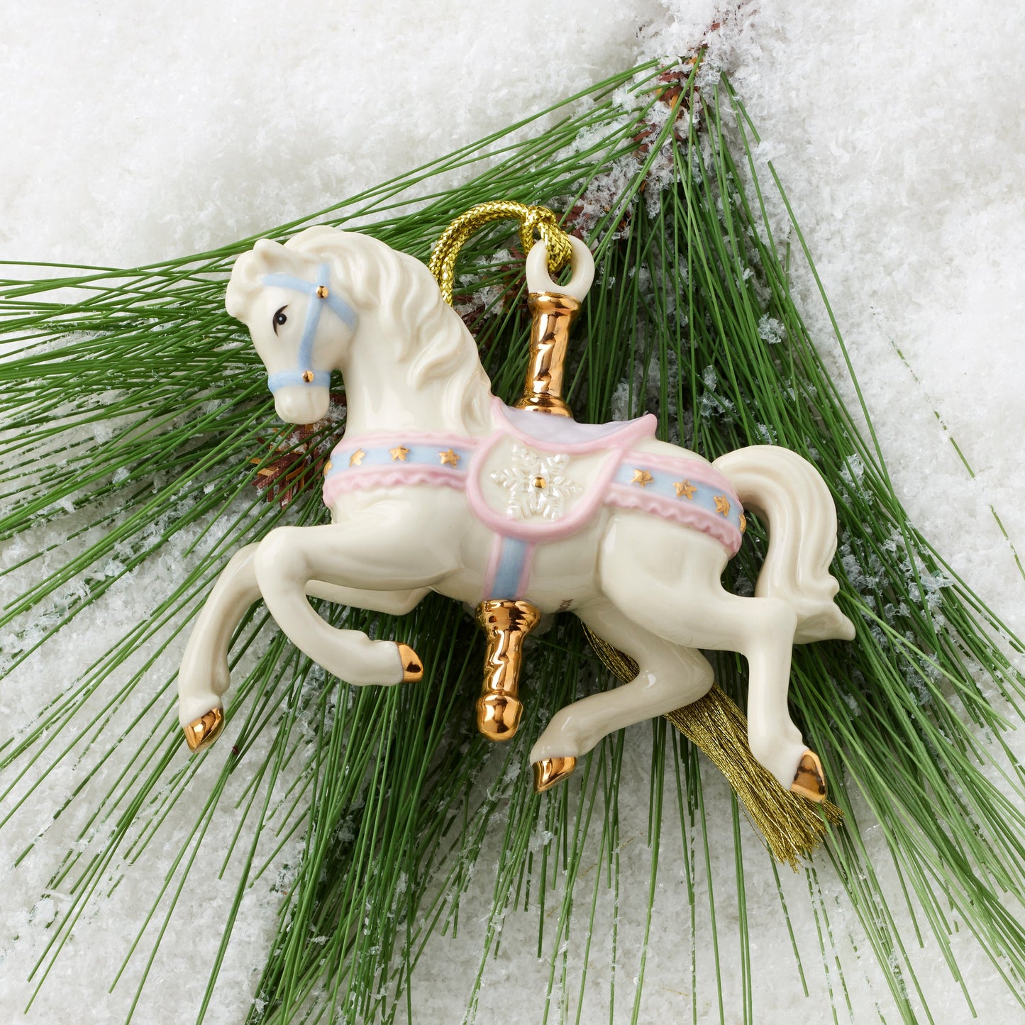 Snowflake Carousel Horse Ornament