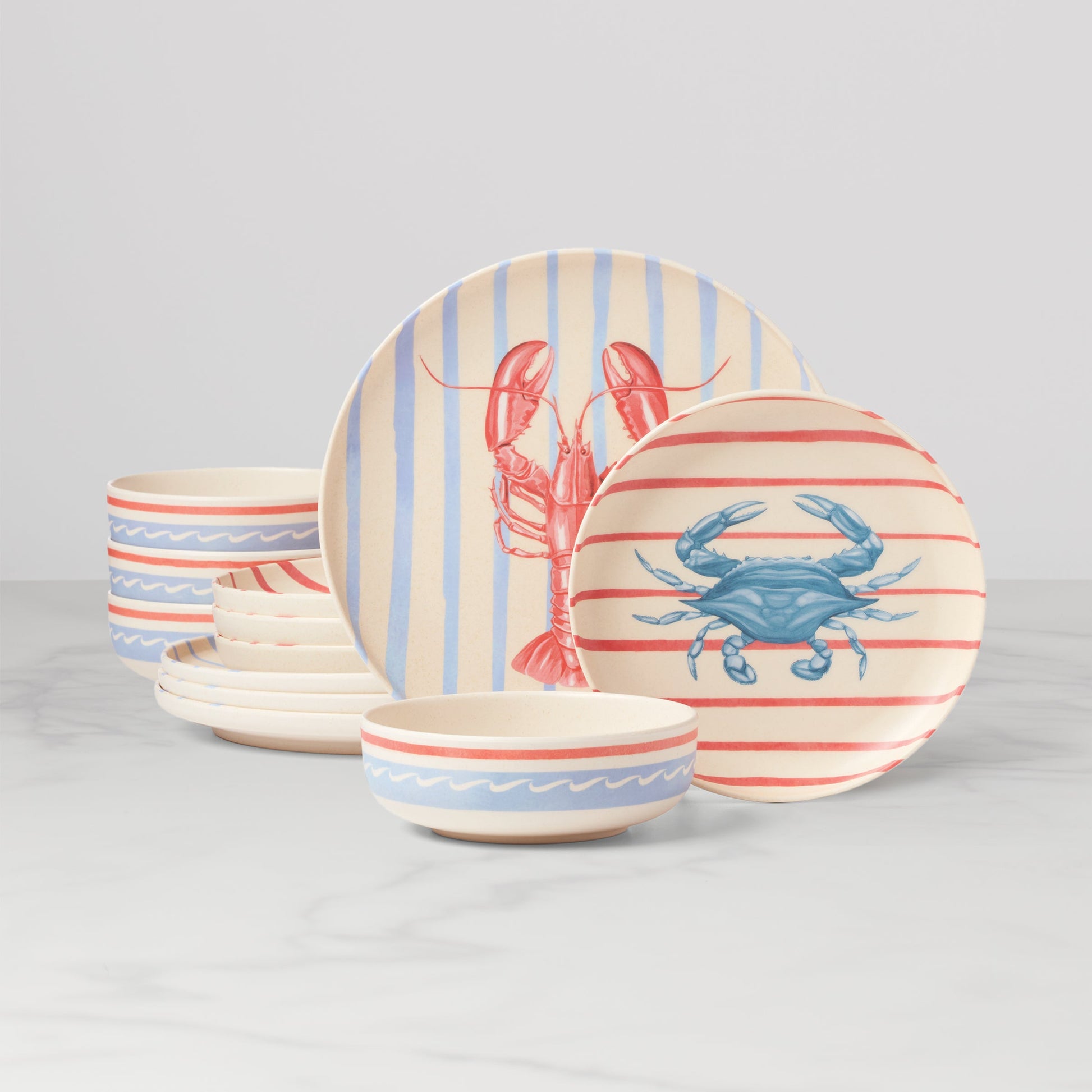 24 Seven Melamine, Wharfside 12-Piece Dinnerware Set