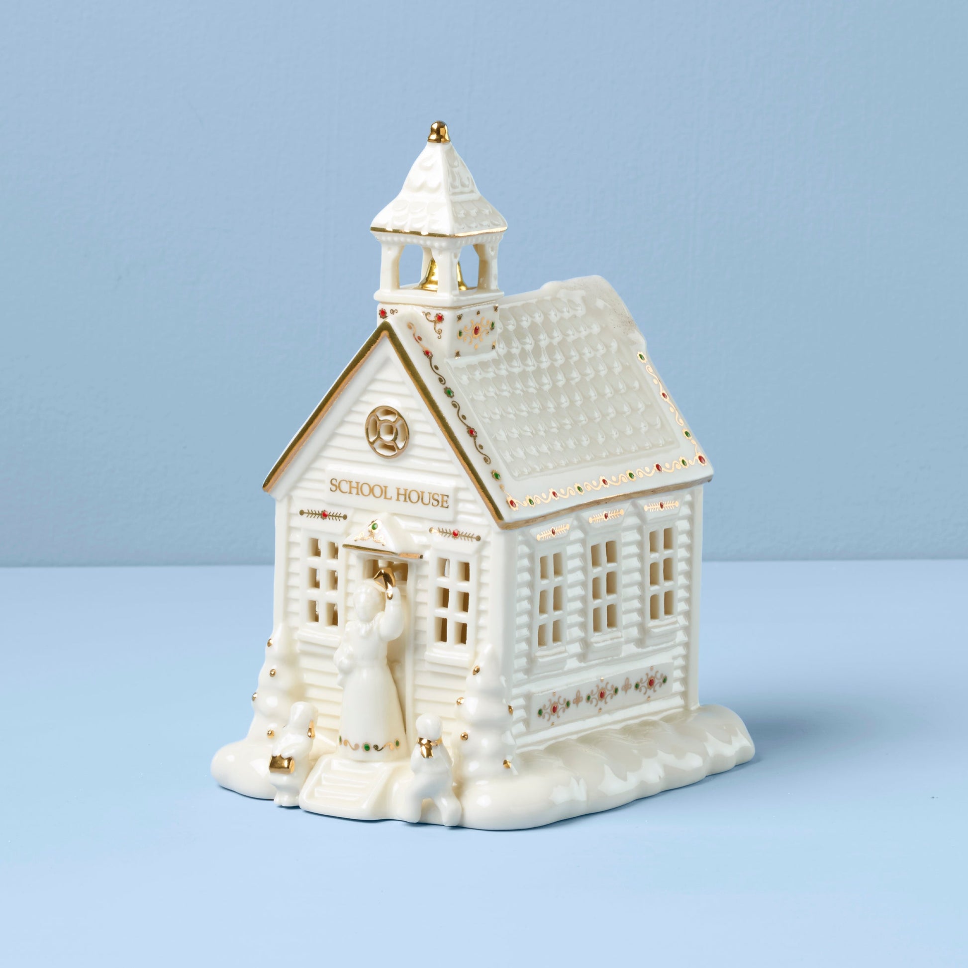 Mistletoe Park School House Lit Figurine