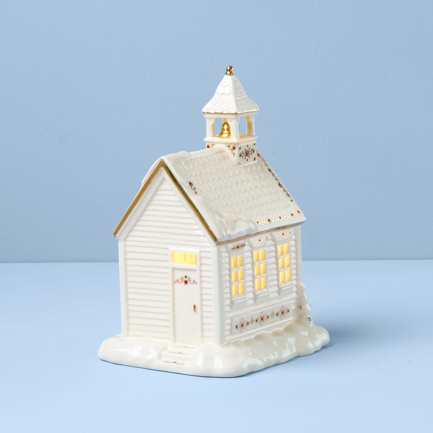 Mistletoe Park School House Lit Figurine