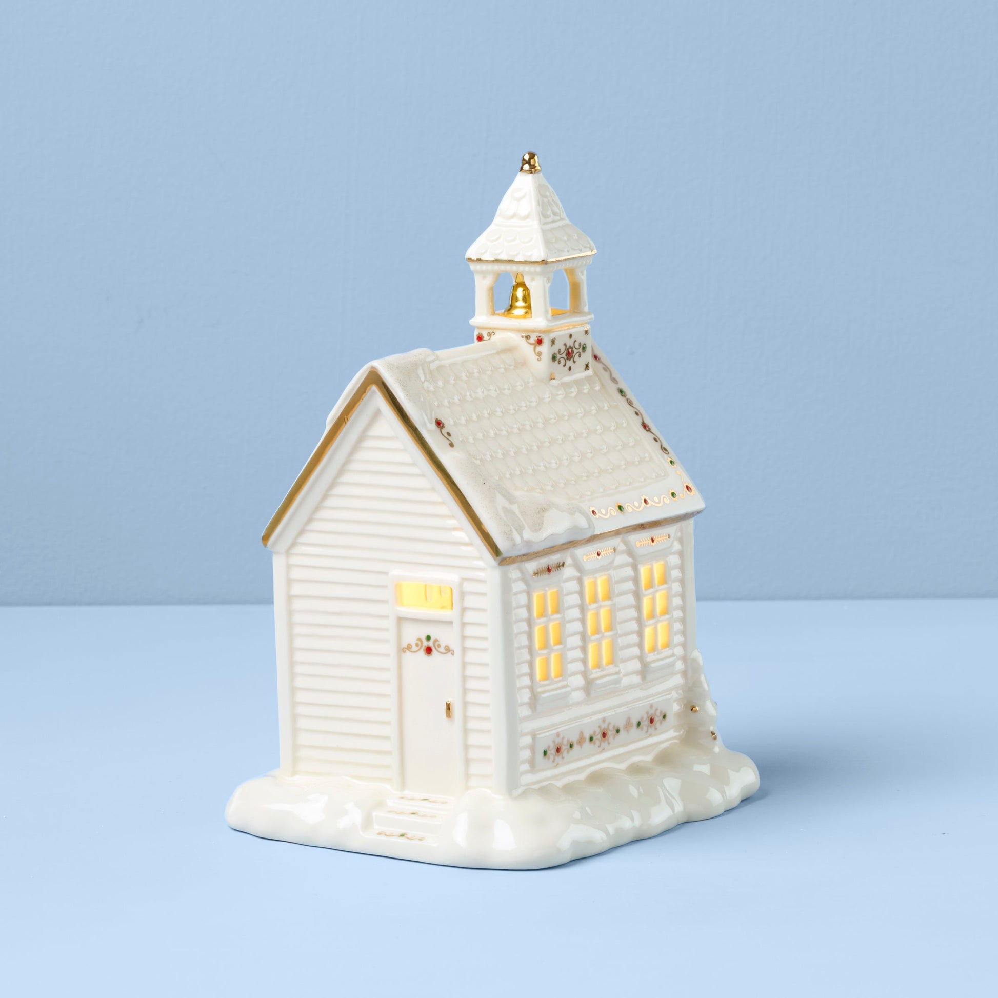 Mistletoe Park School House Lit Figurine