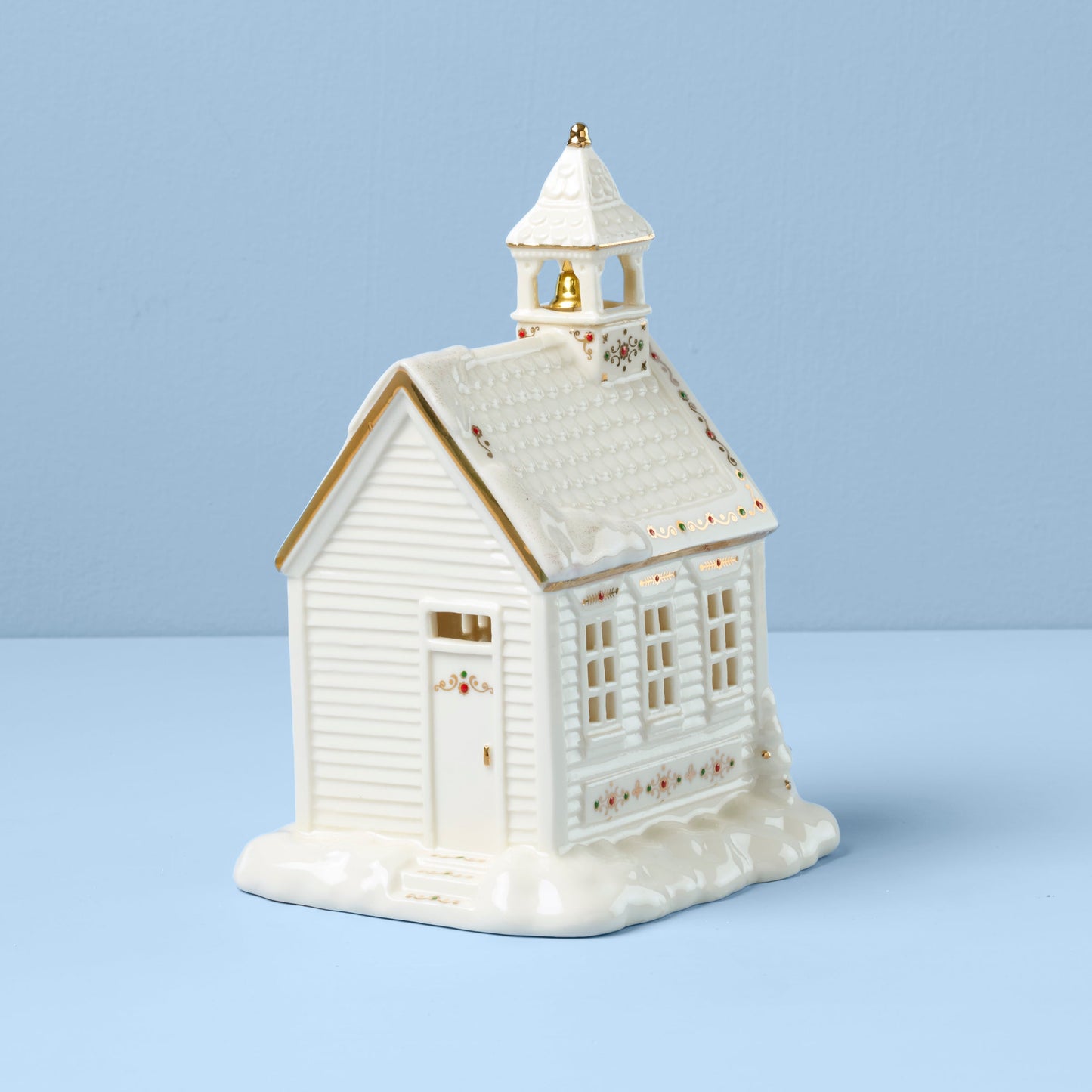 Mistletoe Park School House Lit Figurine