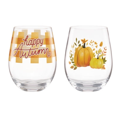 Harvest Stemless Wine, Set of 2
