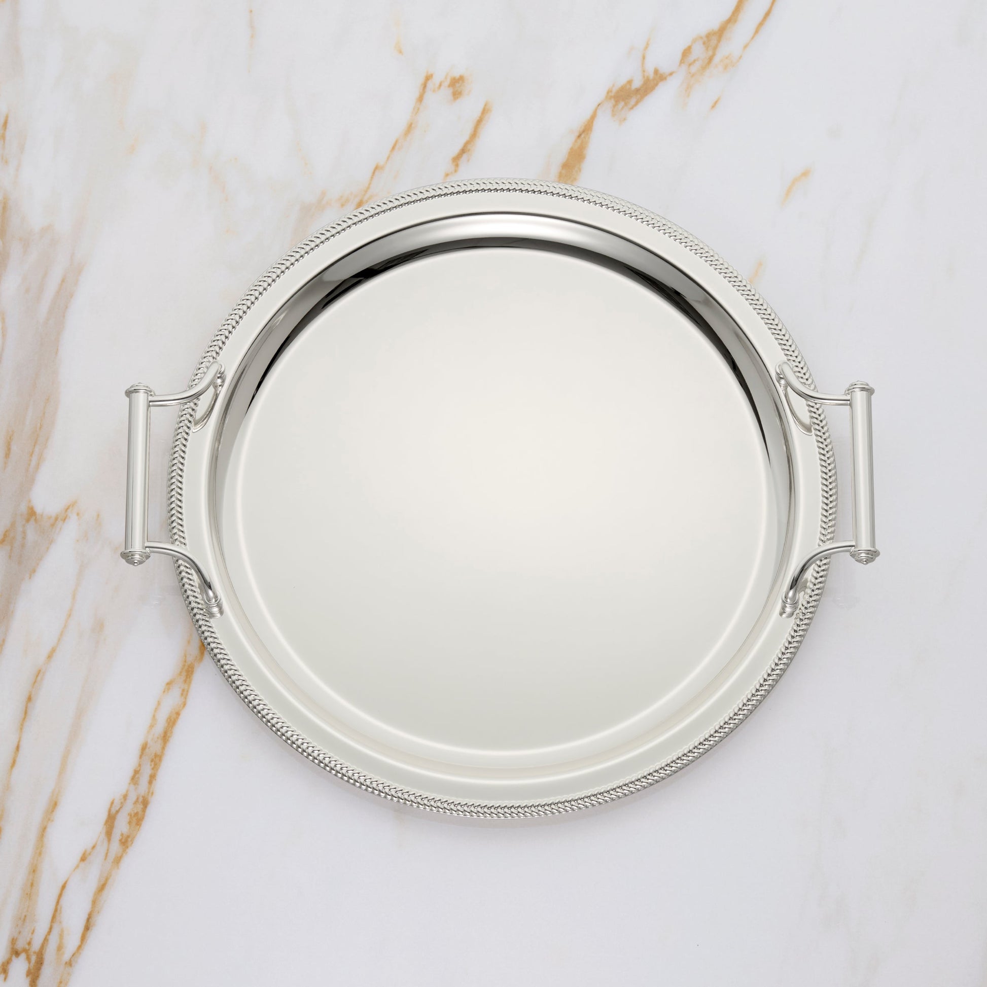 Round Silverplate Tray With Handles