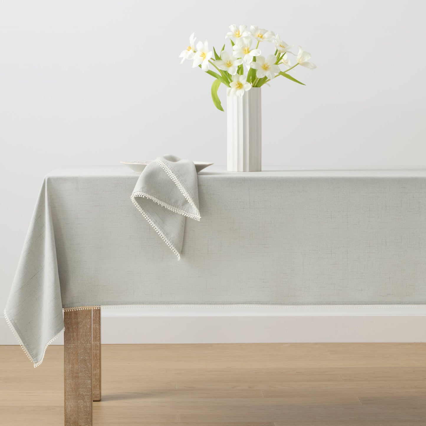 French Perle Solid Dove Grey 60x120 Tablecloth