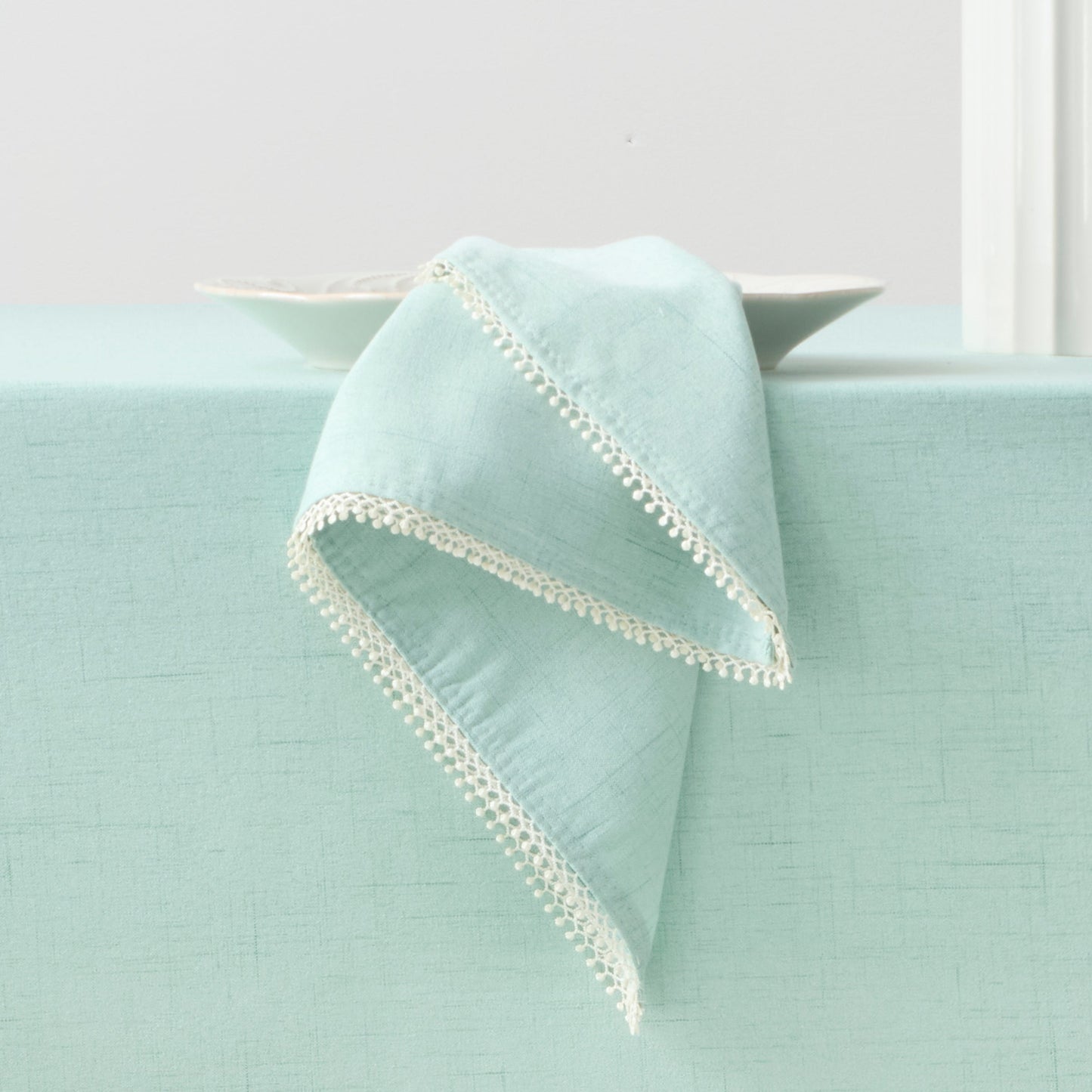 French Perle Solid Ice Blue Dinner Napkins, Set of 4