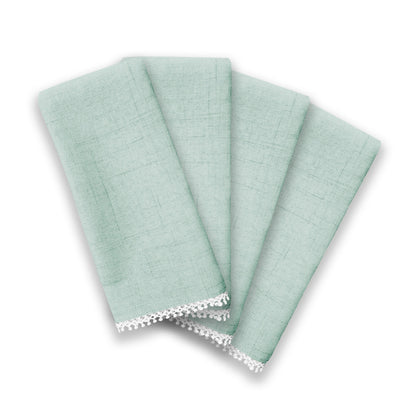 French Perle Solid Ice Blue Dinner Napkins, Set of 4