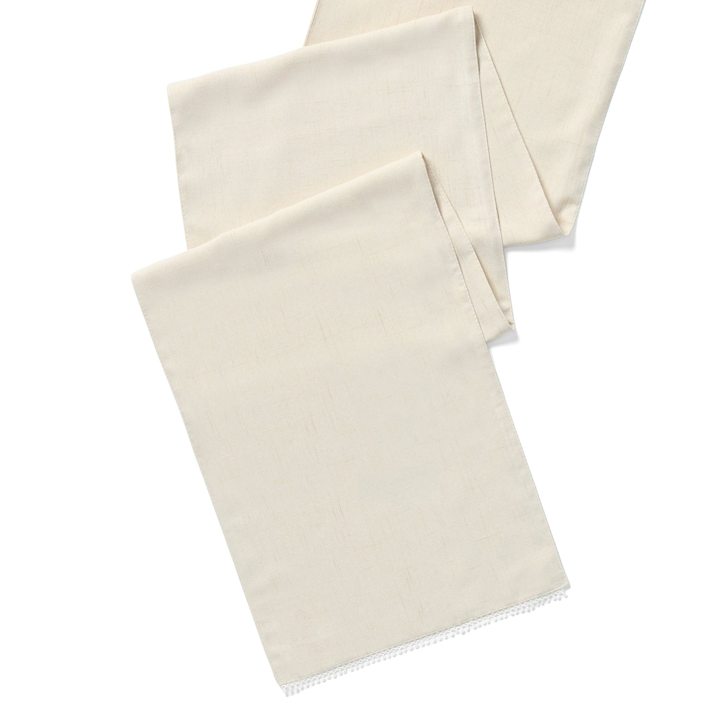 French Perle Solid Natural White 14x90 Table Runner