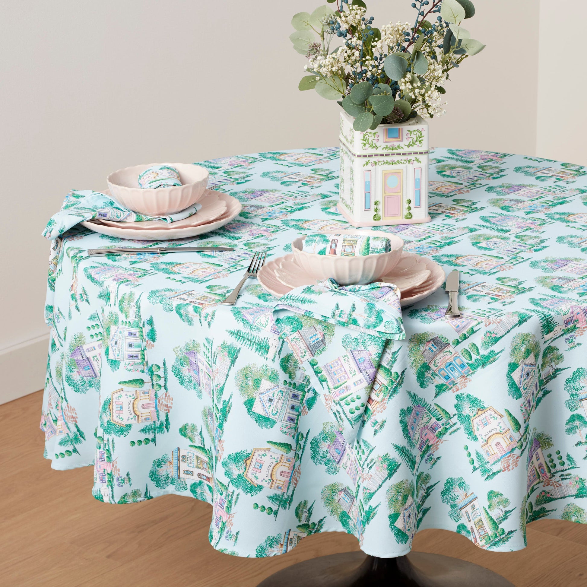 Lenox Spice Village Allover 70x70 Round Tablecloth