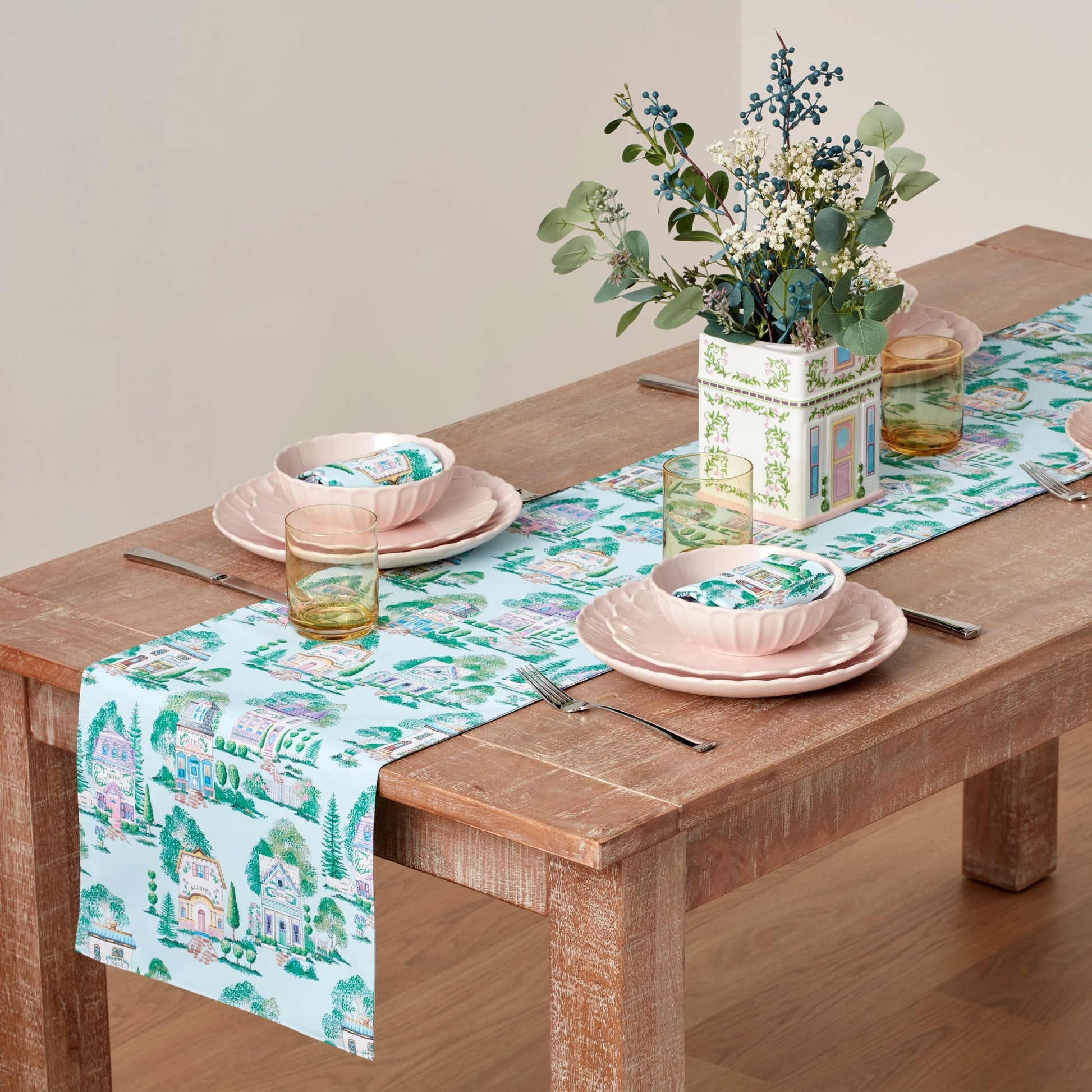 Lenox Spice Village Allover 14x70 Table Runner