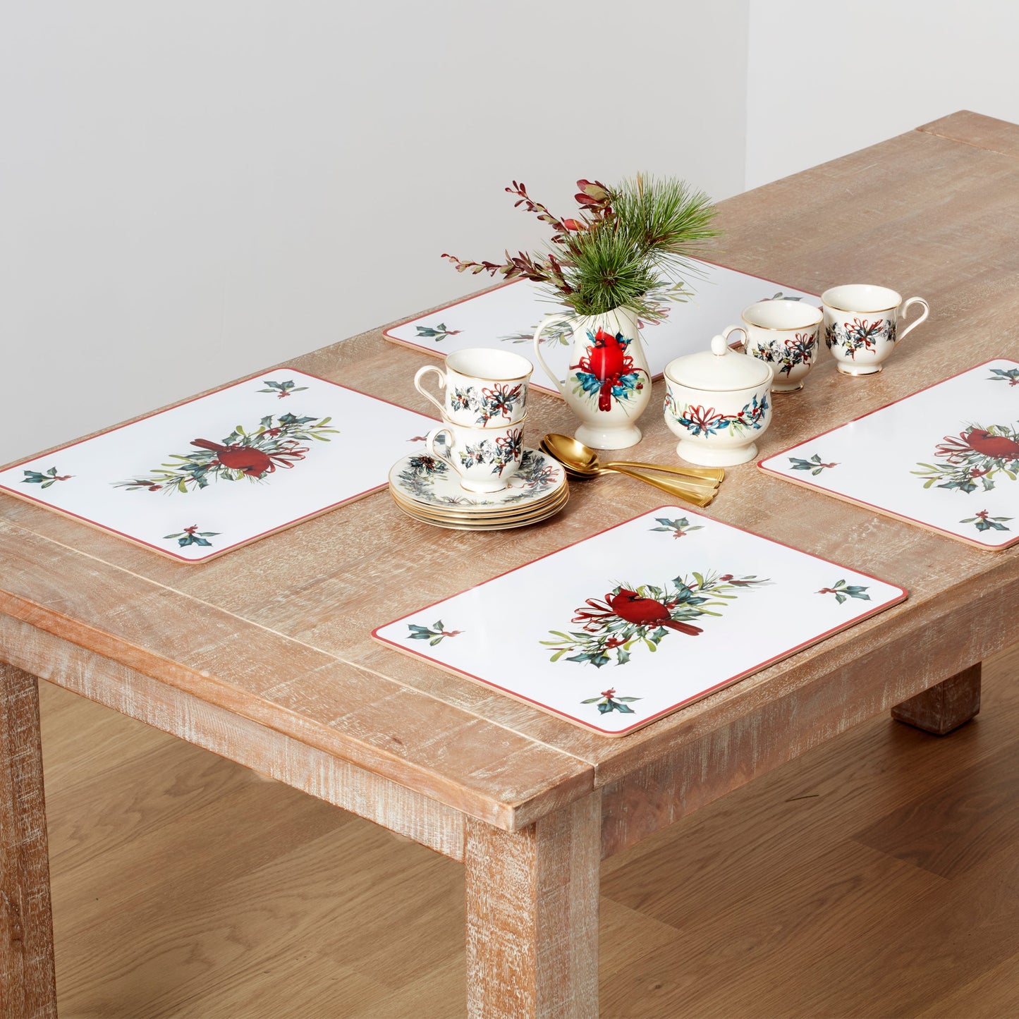 Winter Greetings Cardinal Cork Placemats, Set of 4