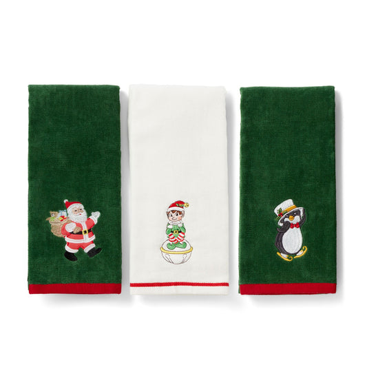 Holiday Elf, Santa & Penguin Kitchen Towels, Set of 3