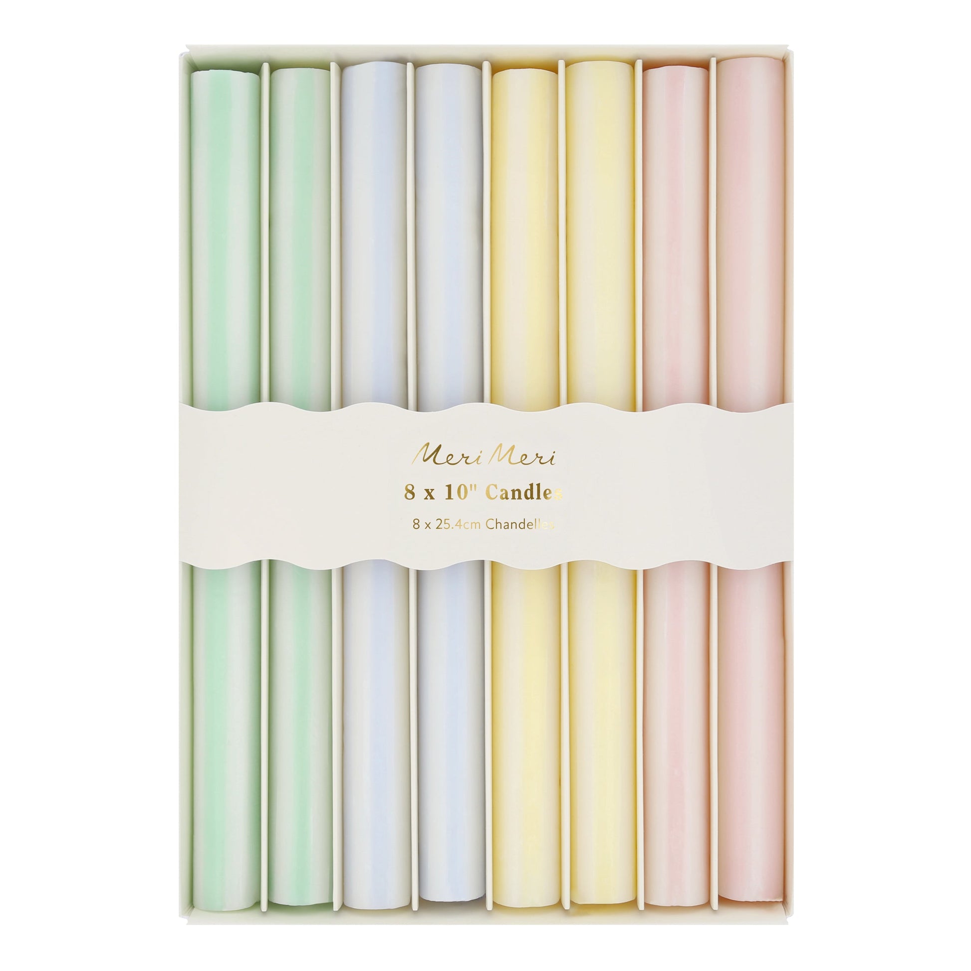 Pastel Striped Table Candles, Set of 8
