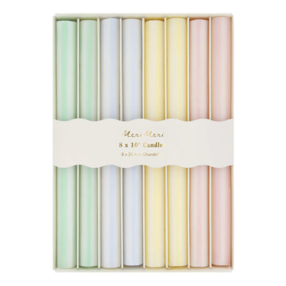 Pastel Striped Table Candles, Set of 8