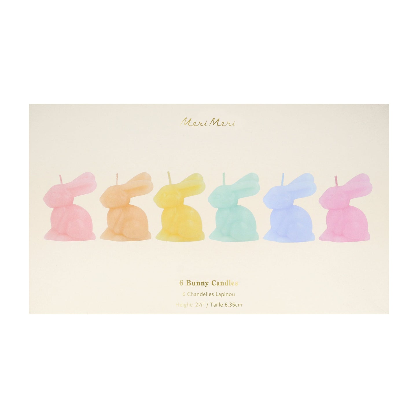 Mini Rainbow Bunny Candles, Set of 6