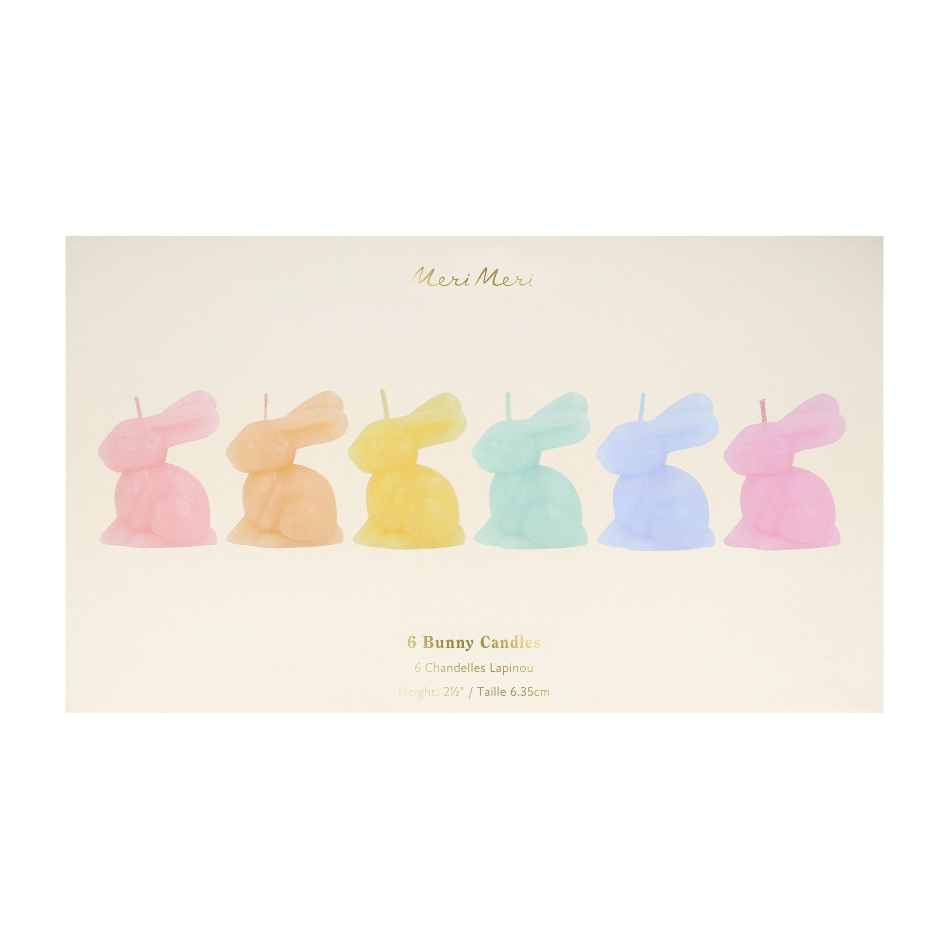 Mini Rainbow Bunny Candles, Set of 6
