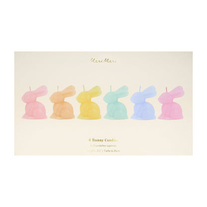 Mini Rainbow Bunny Candles, Set of 6