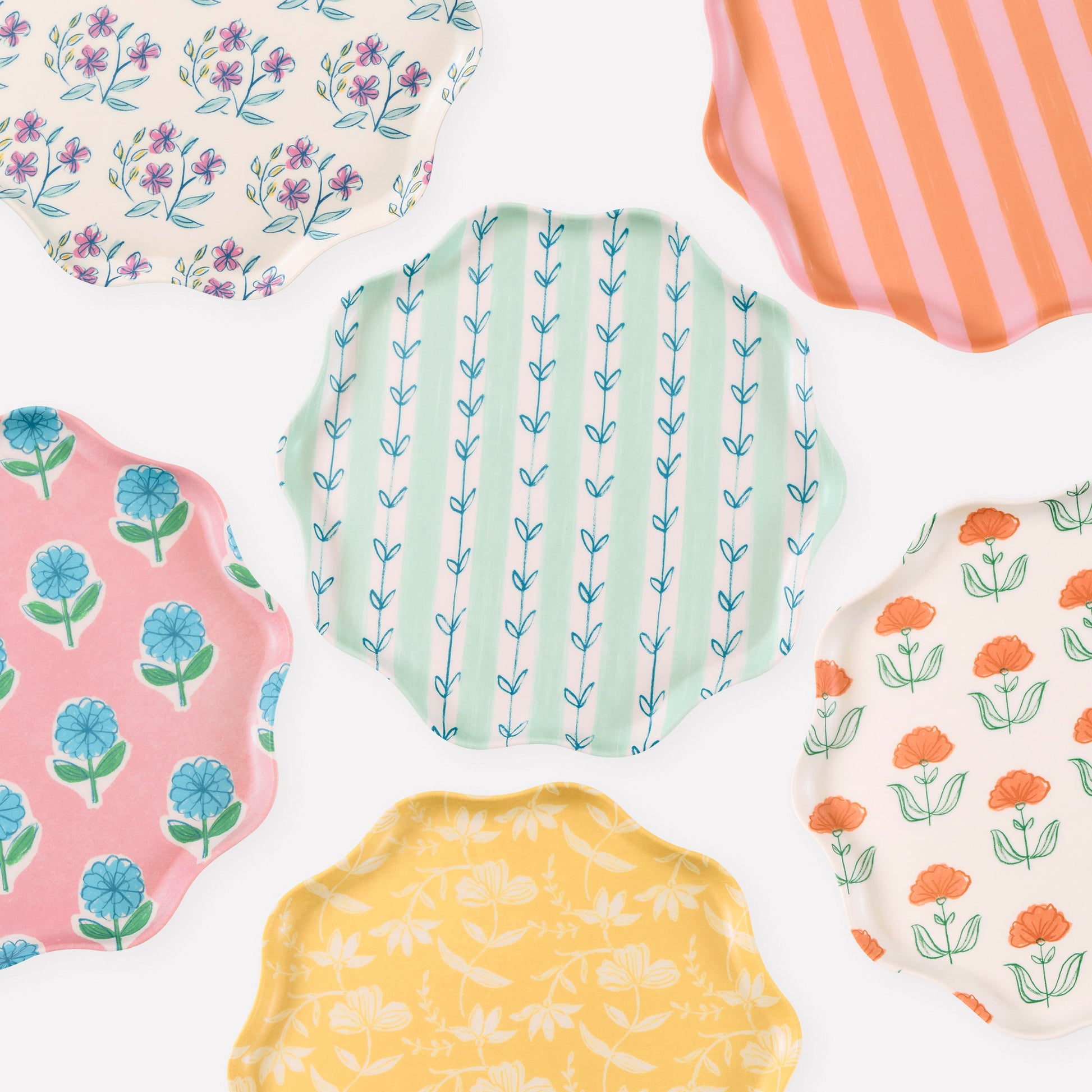 Flora Reusable Large Plates, Set of 6
