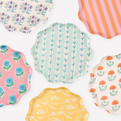 Flora Reusable Large Plates, Set of 6