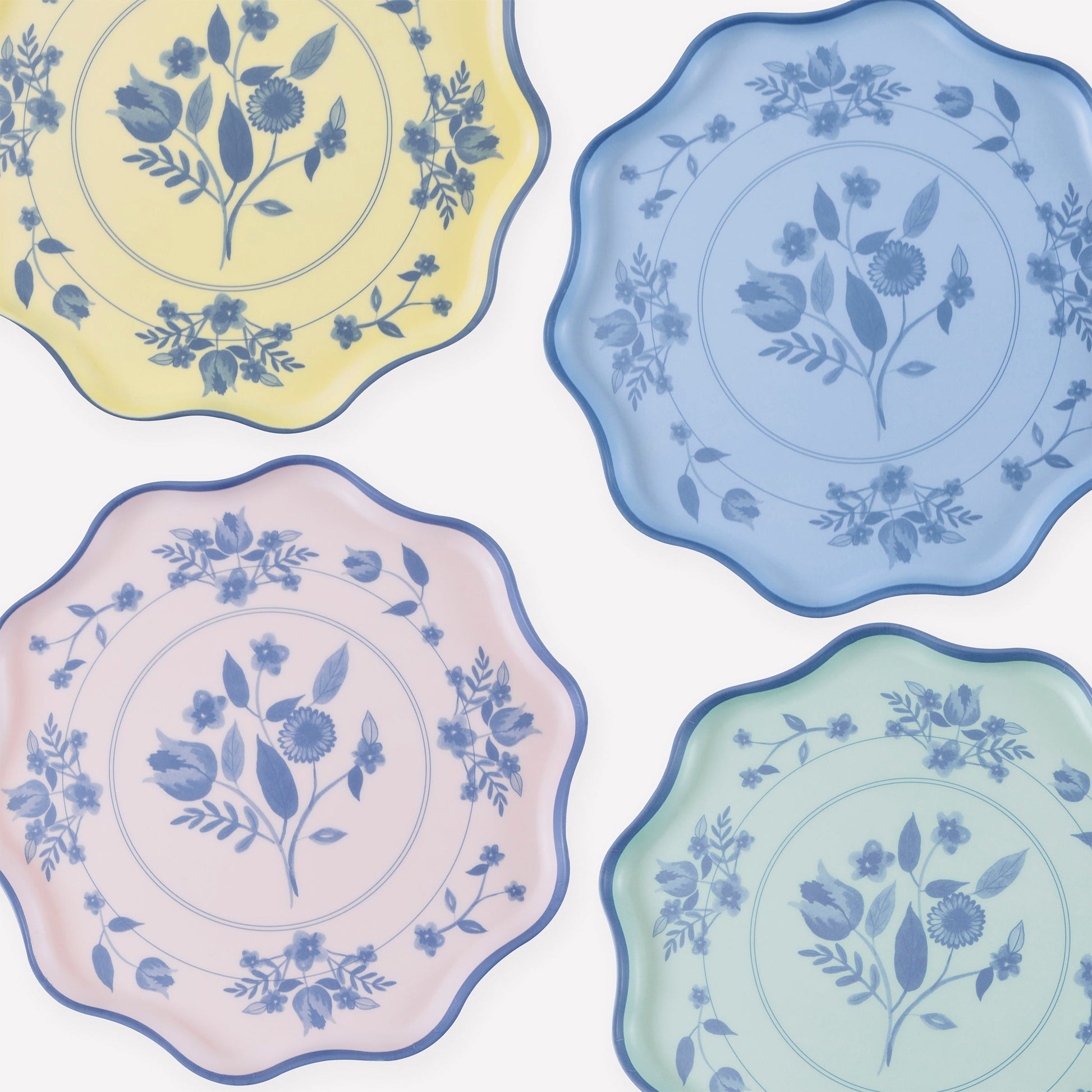 Vintage Botanical Reusable Large Plates, Set of 4